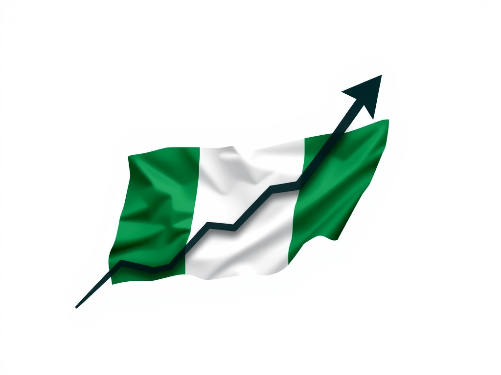 minimalist economic growth concept nigerian flag blended with upward stock