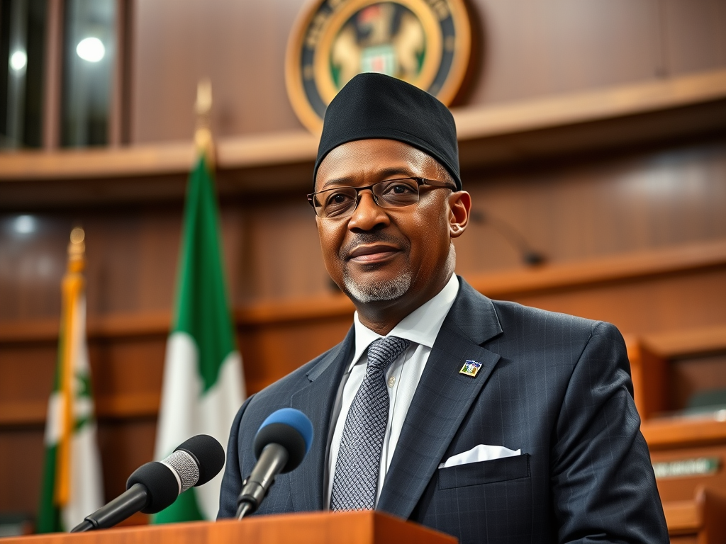 portrait of nigerian senate majority leader michael opeyemi bamidele formal