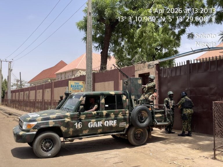 Nigerian Army officers on patrol in Sokoto during Easter